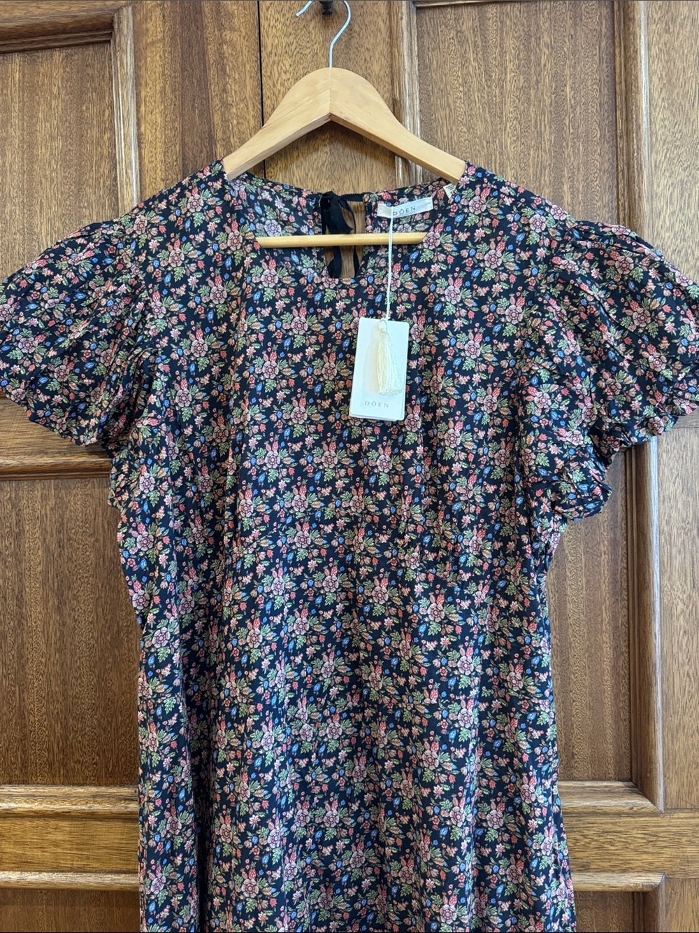 NWT Doen Rhodia in Noir Forest Floral Lightweight Organic Cotton Maxi Dress XXL - Picture 8 of 15